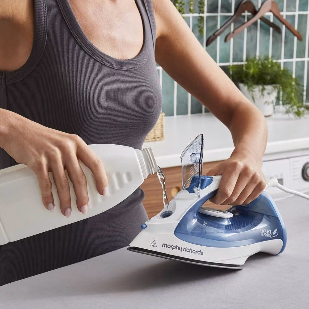 Morphy Richards LightGlide Steam Iron with Ceramic Non-Stick Soleplate, 2200W, Blue and White – 10