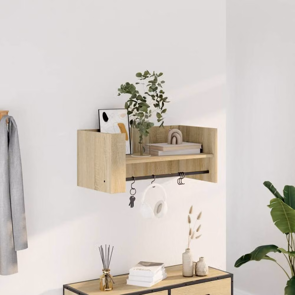 Berkfield Home Sonoma Oak Wall Shelf in Tan, W/D/H: 70.5 x 35 x 30.5 cm – 2