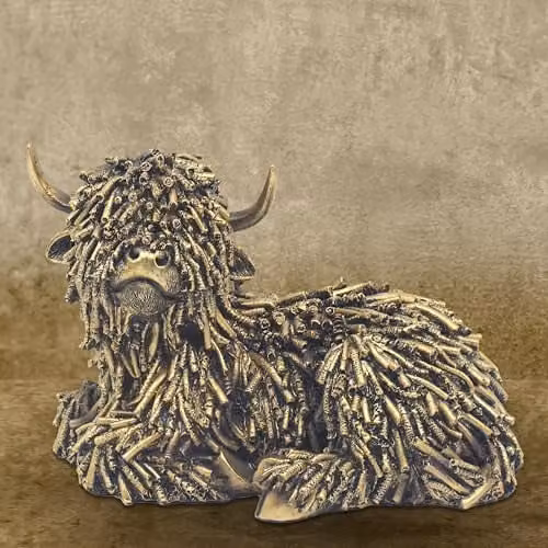 Lesser & Pavey Highland Cow Decor Figurine, Bronze and Multicolour Rustic Tabletop Ornament, W/D/H: 26.0 x 15.0 x 15.0 cm – 2