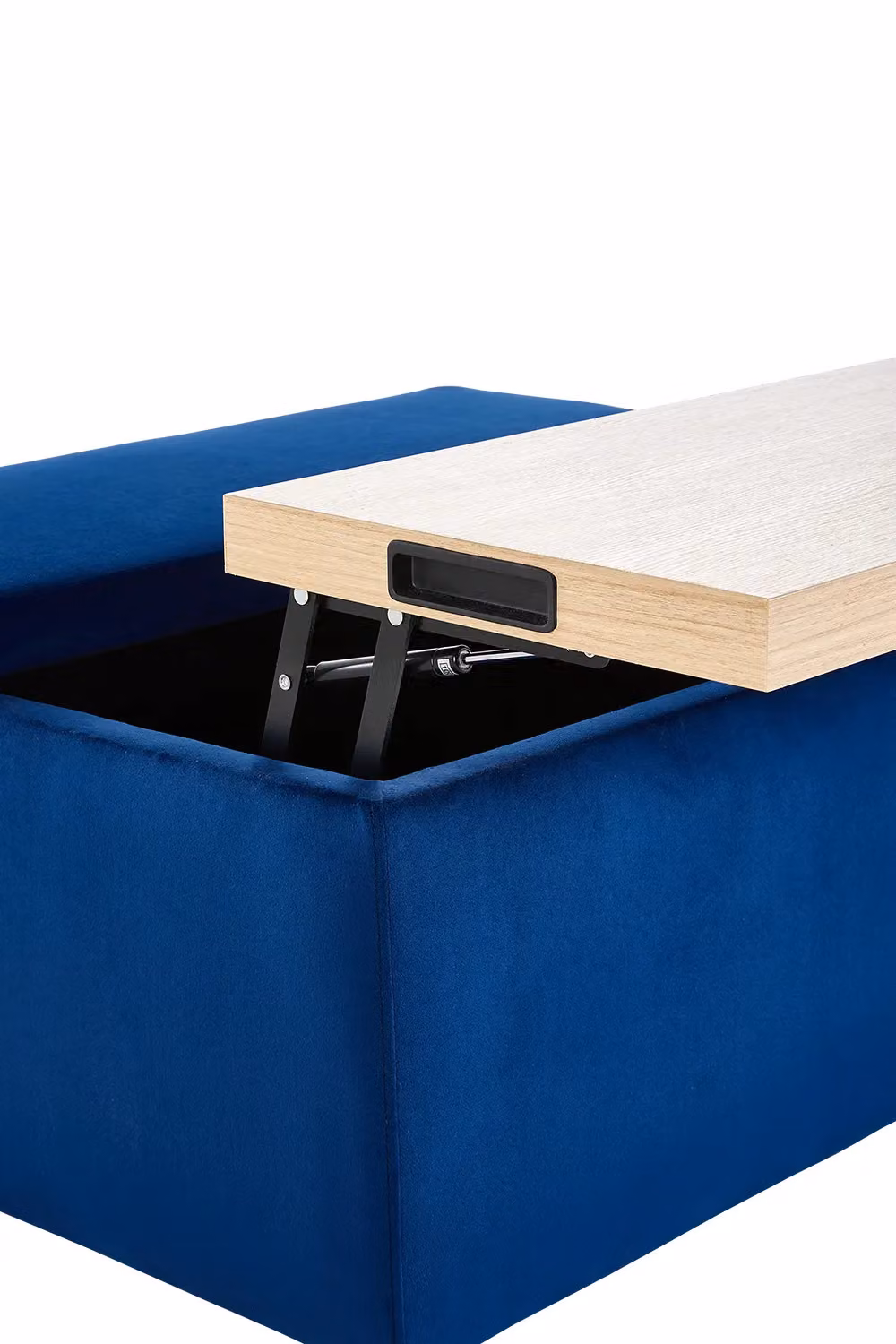 H&O Direct Blue Rectangular Velvet Storage Ottoman Stool – 3