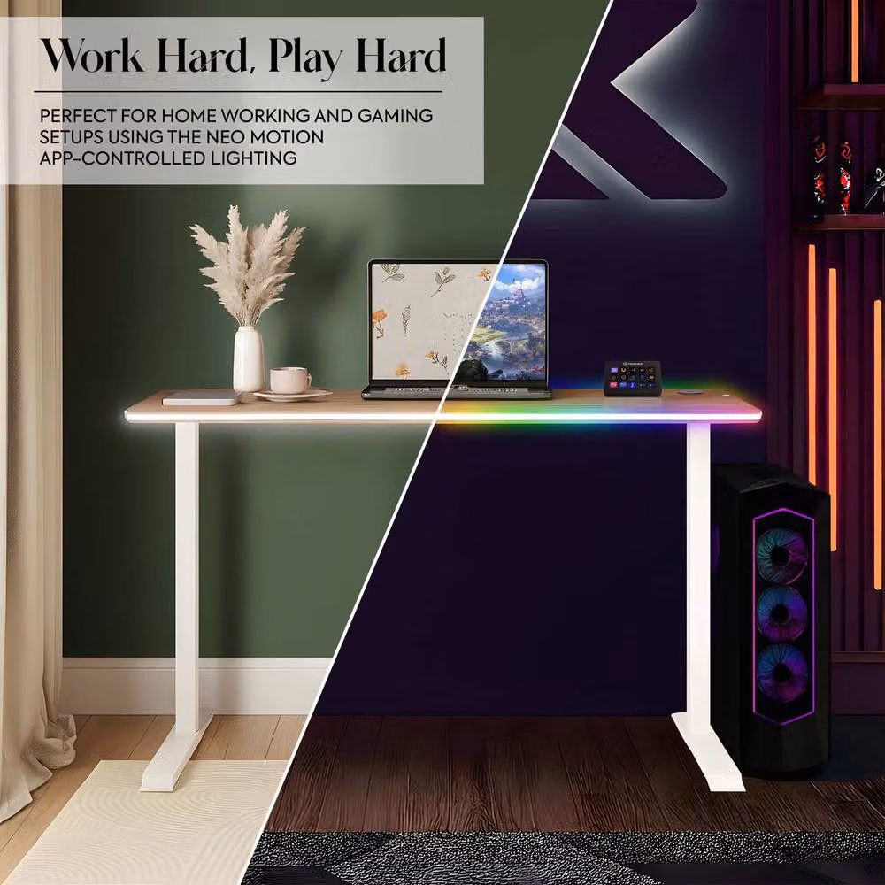 X Rocker Oka RGB LED Gaming Desk with Wireless Charging in Light Oak – 5