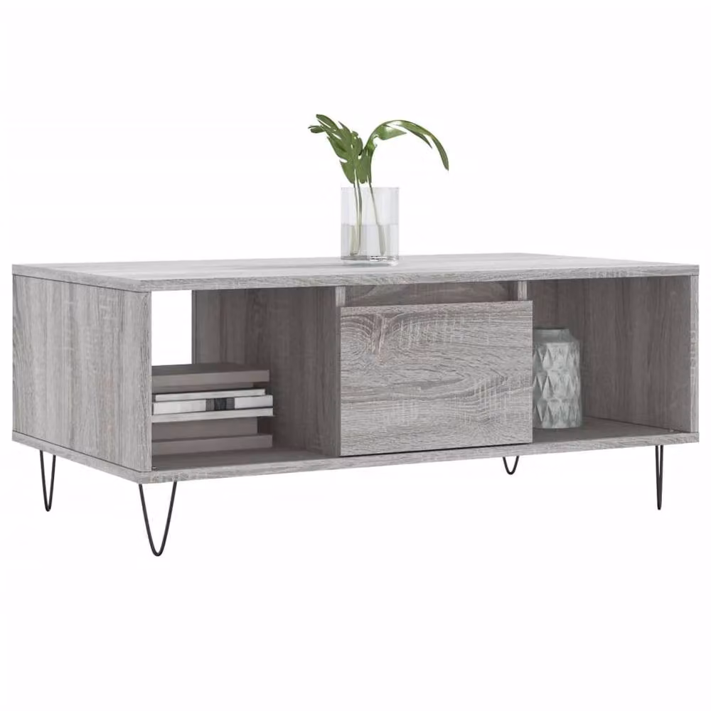 Berkfield Home Modern Rectangular Coffee Table in Grey Sonoma, W: 90 cm, D: 50 cm, H: 36.5 cm – 3