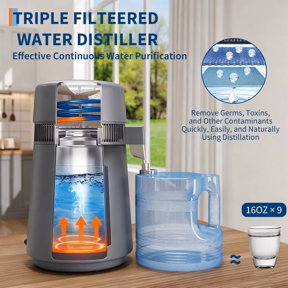 London Boutique 4L Stainless Steel Water Distiller 750W in Grey – 2