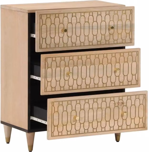 Berkfield Home Side Cabinet in Light Tan Mango Wood, W/D/H: 60 x 33 x 75 cm