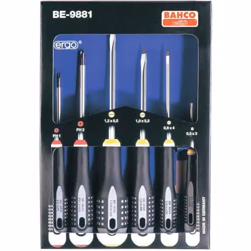 Bahco BE-9881 Ergo 6 Piece Manual Screwdriver Set in Orange and Black