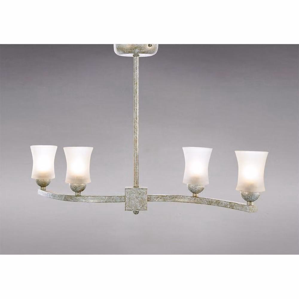 Netlighting Toscano Semi Flush Ceiling Light with 4 G9 Glass Shades in White and Gold – 2
