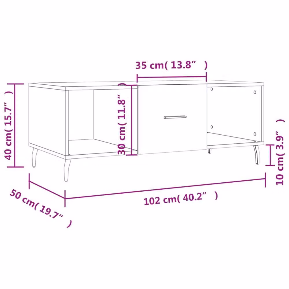 Berkfield Home Modern Black Coffee Table, W/D/H: 102 x 50 x 40 cm – 4