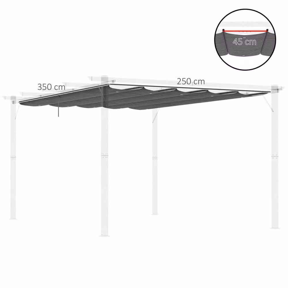 FLAVORA Black Polyester Retractable Pergola Replacement Shade Canopy 4 x 3 m – 3