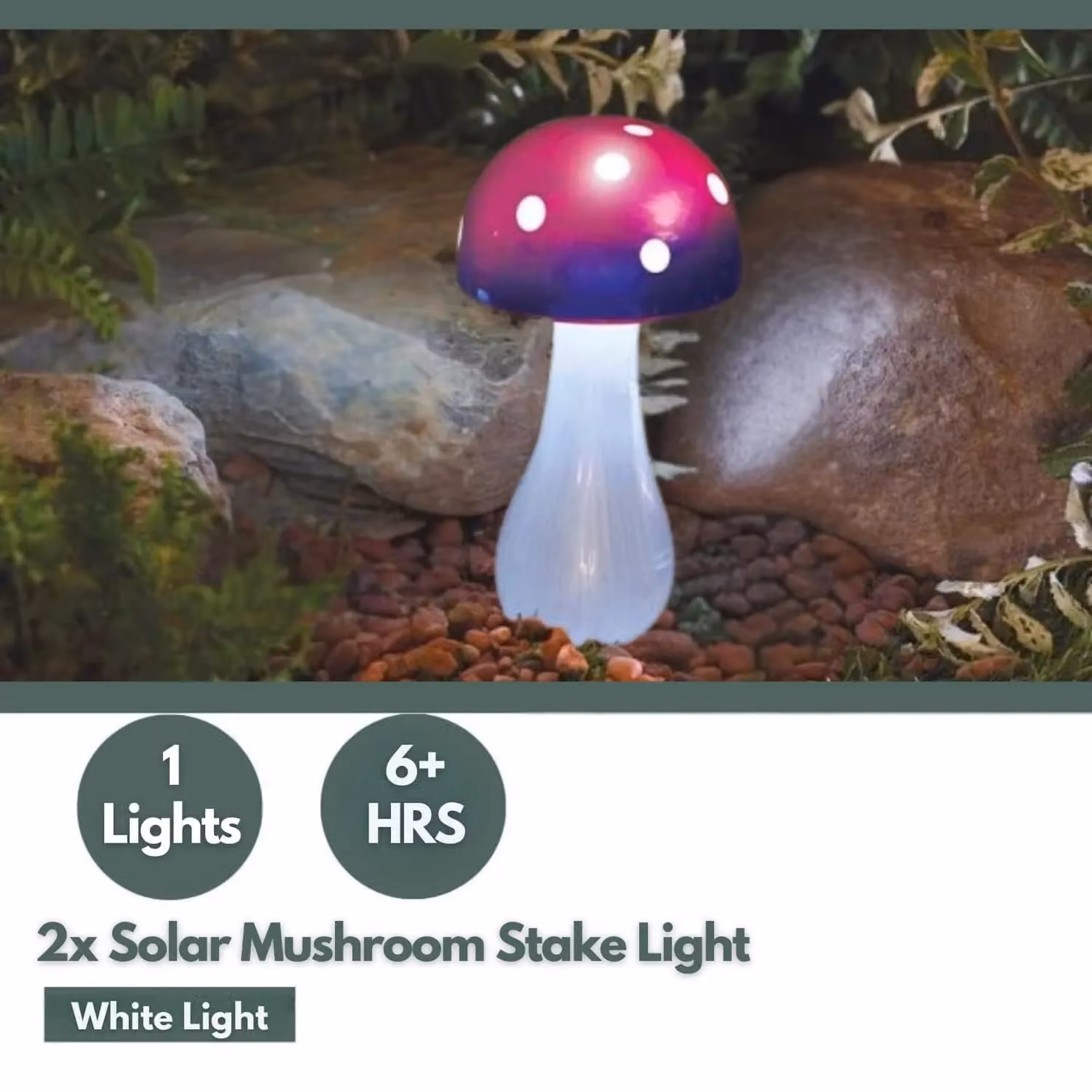 Marco Paul 2 Pack of Purple Resin Mushroom Solar Powered Garden Ornaments, Height: 28 cm – 4