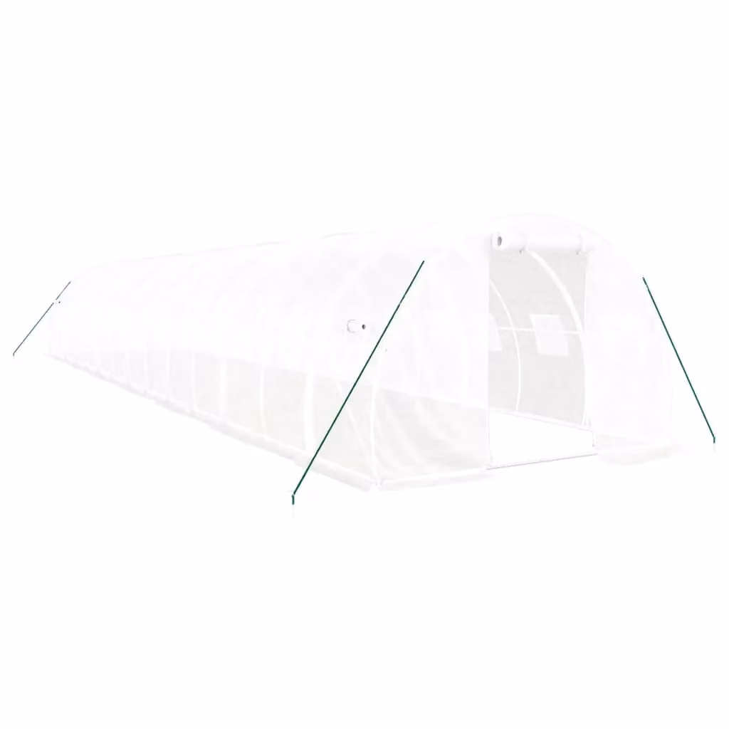 Berkfield Home Freestanding Greenhouse with Steel Frame and Plastic Windows, White, W/D/H: 14 x 3 x 2 m – 2