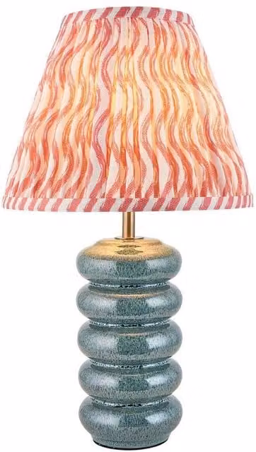 Netlighting Squash Ocean Spray Glaze Table Lamp in Pink with Fabric Ripple Shade, 25cm, B22 – 1