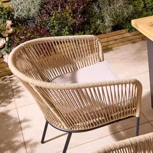 Rowlinson Oslo 4 Seat Acacia Wood and Powder Coated Steel Dining Set in Brown and Grey – 4