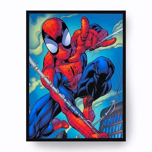 Menkind Marvel Comics Spider-Man LED Light Up Multicolour Canvas Wall Art W: 30 cm, H: 40 cm