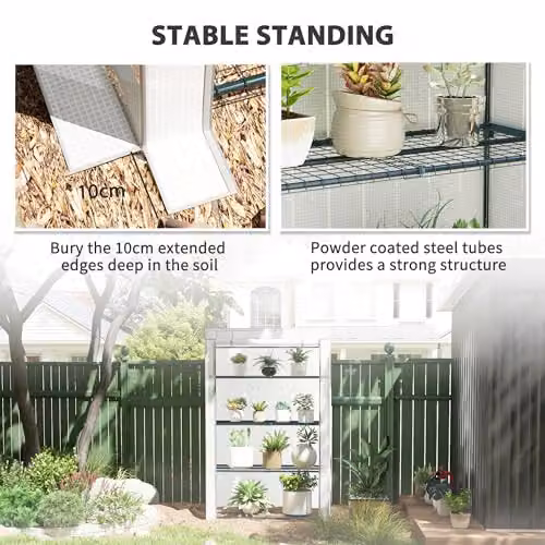Outsunny 4 Tier Lean-to Mini Greenhouse in Grey, W/D/H: 110 x 50 x 171 cm – 5