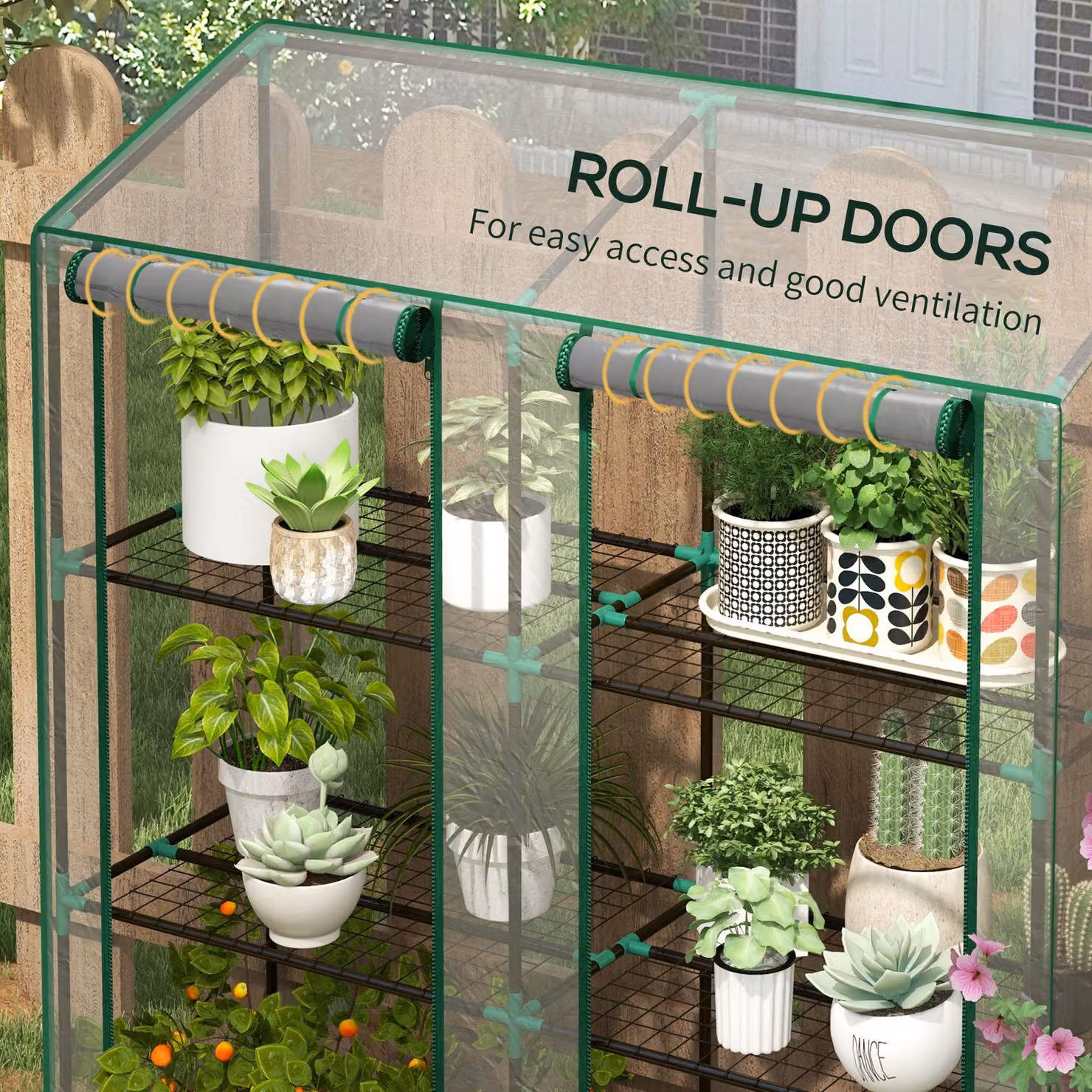 Outsunny 3 Tier 6 Wire Shelves Reinforced Mini Greenhouse in Clear – 4