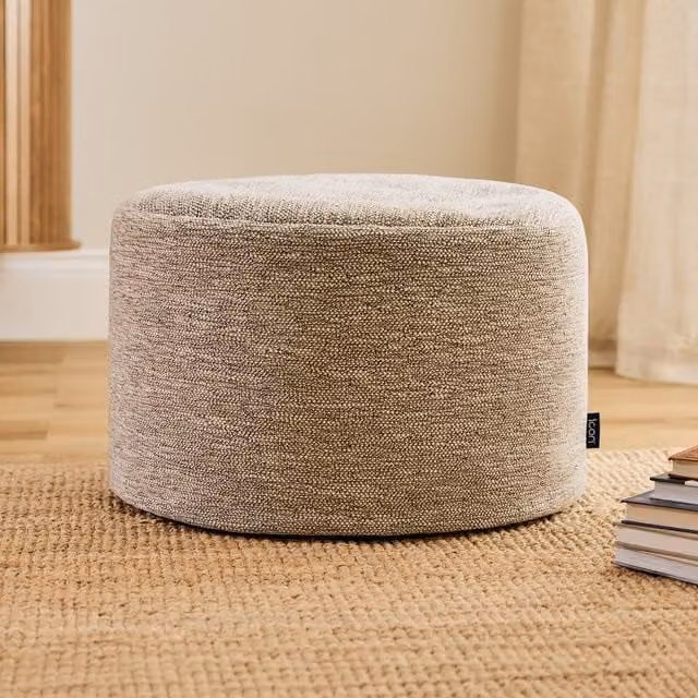 ICON Woven Milano Round Footstool Bean Bag in Beige – 1