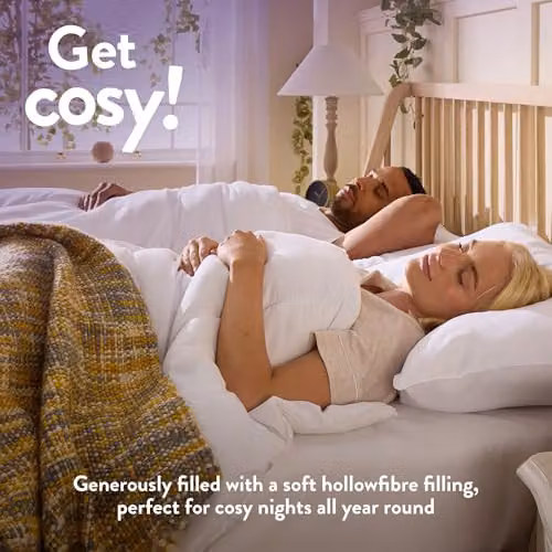 Slumberdown Cosy Nights King Size 10.5 Tog Duvet and 2 Pillows Set, White, W/D/H: 225 x 220 cm
