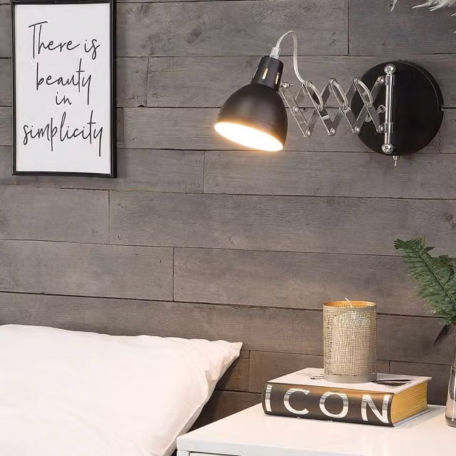 Wyld and Coco Adjustable Black Metal Industrial Wall Lamp Sconce – 1