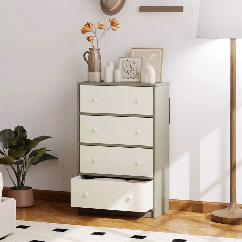 Nordara Modern 4 Drawer Chest of Drawers in White and Grey – 4