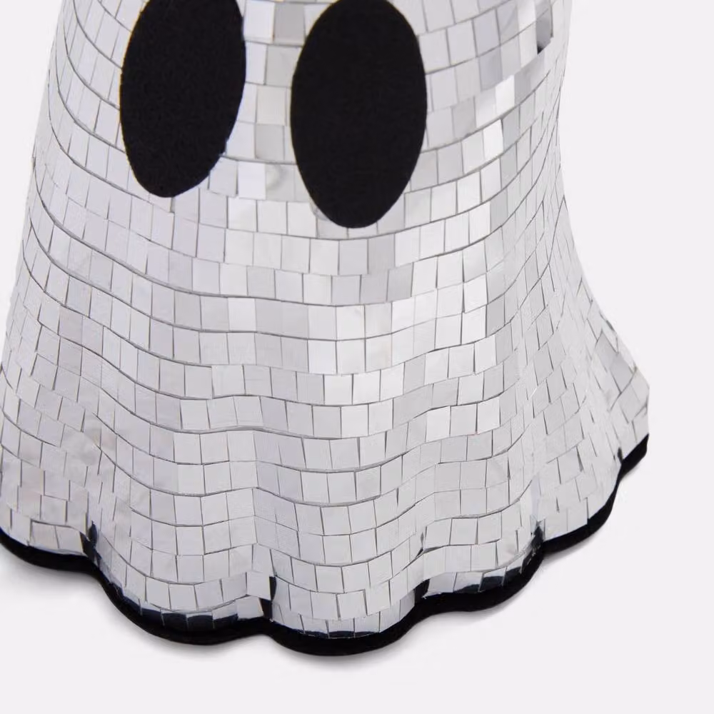 OHS 2 Pack Halloween Ghost Disco Mirror Ball Freestanding Party Decor in Silver and Black – 3