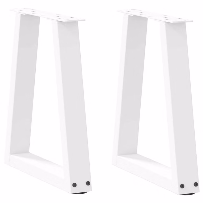 Berkfield Home V-Shape Dining Table Legs, 2 Pieces, White Steel, W: 28 cm, H: 42-43.3 cm