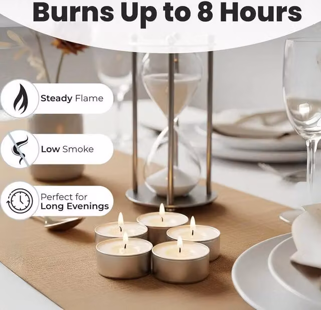 PAWNORA 100 White Tea Light Candles for Night Lights – 1