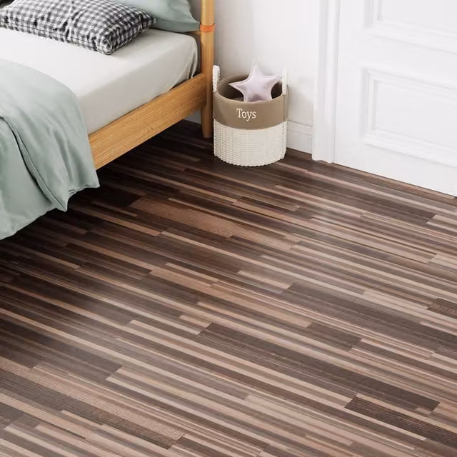 Darphe 36 Piece Self Adhesive Wood Look PVC Floor Tiles, Brown