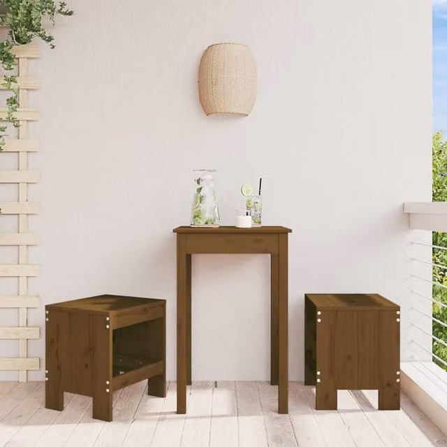 Berkfield Home Set of 2 Rustic Garden Stools in Brown Solid Pine Wood, W/D/H: 40 x 36 x 45 cm – 1