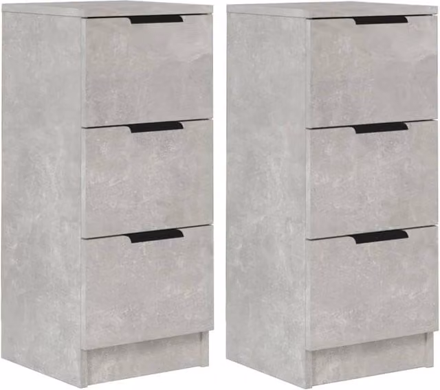 Berkfield Home Set of 2 Modern Concrete Grey Sideboards in Engineered Wood, W/D/H: 30 x 30 x 70 cm – 1