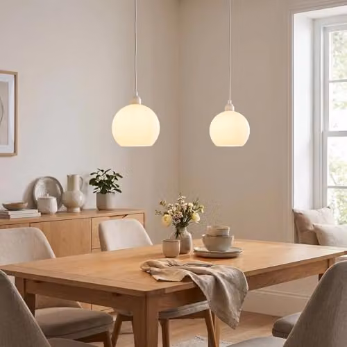 Happy Homewares Classic Opal White Glass Sphere Pendant Lighting Shade W/D/H: 17 x 17 x 20 cm – 2