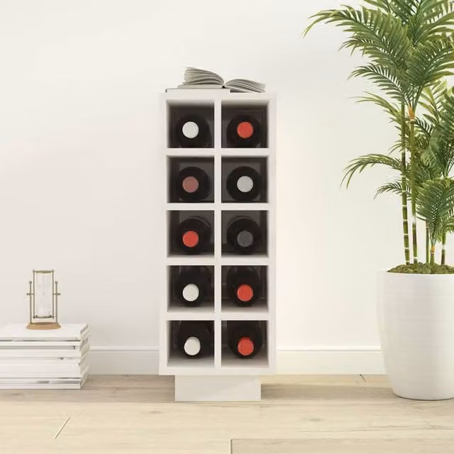 Berkfield Home Beautiful White Wine Cabinet in Solid Pine Wood W/D/H: 23 x 34 x 61 cm – 1