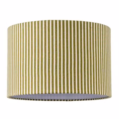Happy Homewares Green and White Striped Linen Fabric Cylinder Lamp Shade, W/D/H: 30 x 30 x 20 cm – 1