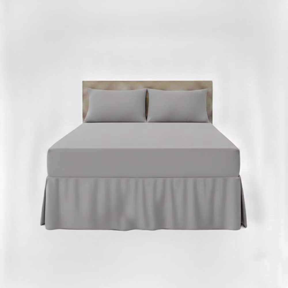 Snug City Single Fitted Valance Bed Sheet in Silver Grey Polycotton with Frill, W/D/H: 90 x 200 cm – 2