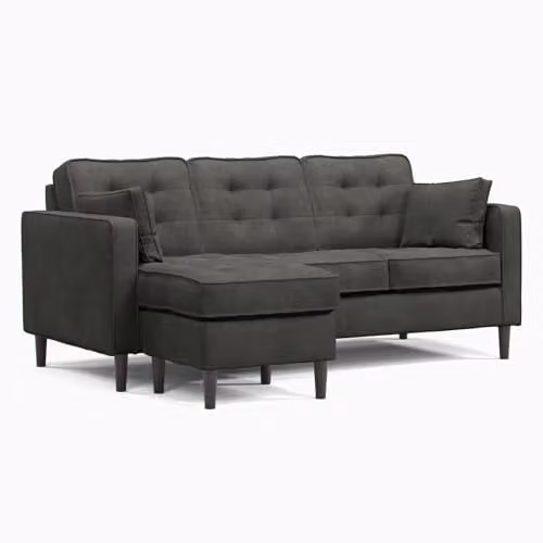 Furnishings For Less UK Eden Toledo Graphite Fabric Reversible 3 Seater Corner Sofa
