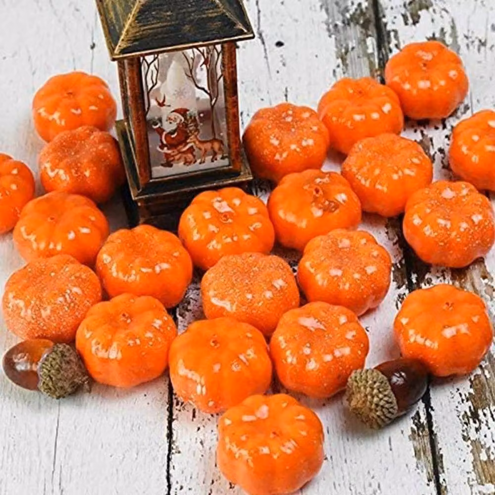 SPETLEK 50 Pieces Mini Fake Pumpkin Simulation Halloween Decorations in Orange – 2