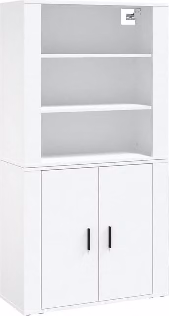 Berkfield Home White Matt Wall Mounted Highboard with Hinged Doors and Internal Shelves