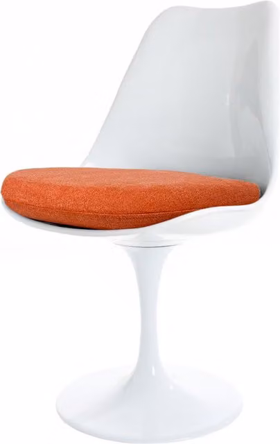 Fusion Living Modern Swivel Dining Chair in White and Orange with Velvet Fabric