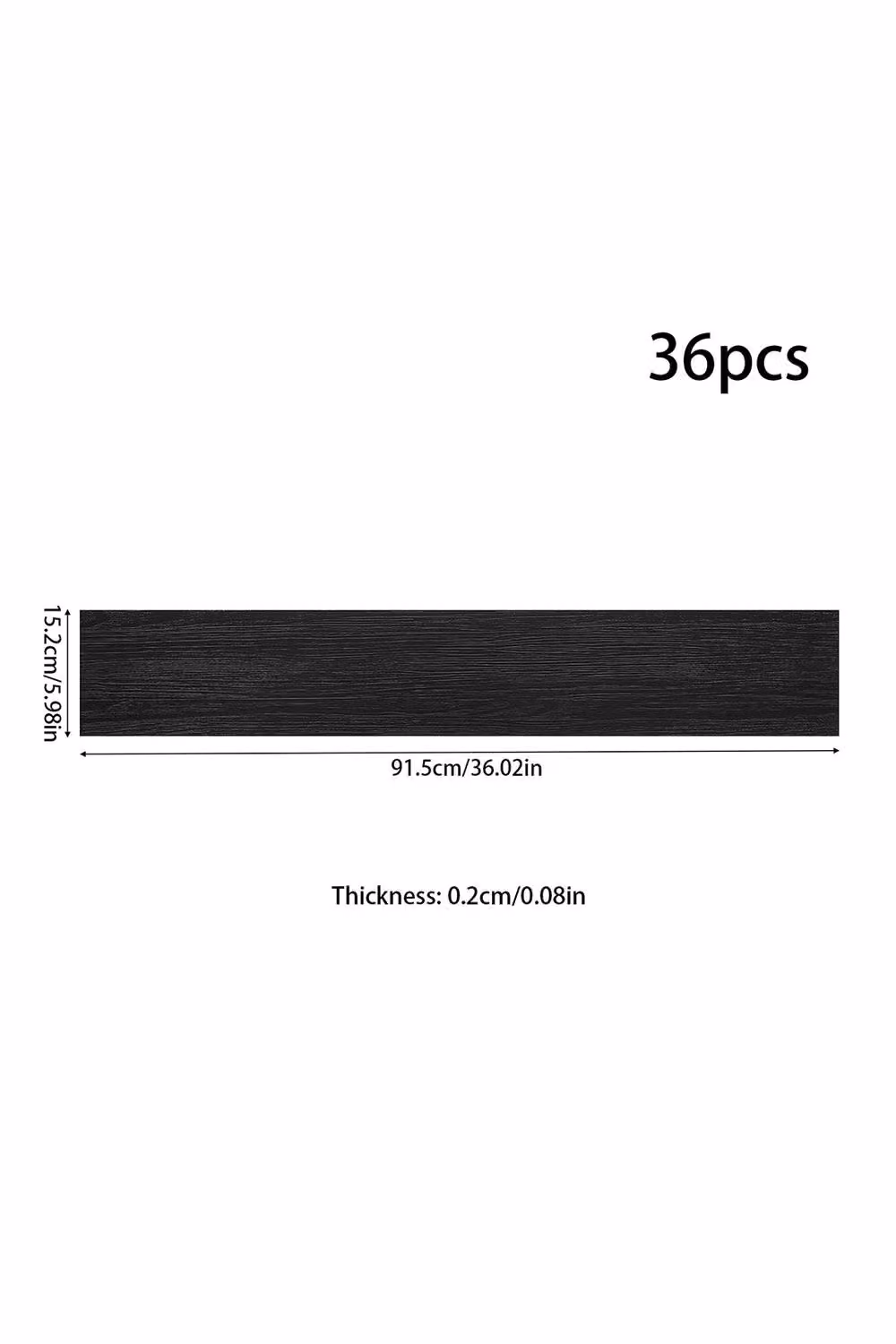 Living and Home 36pc Self-adhesive Wood Grain PVC Floor Tiles in Black – 2