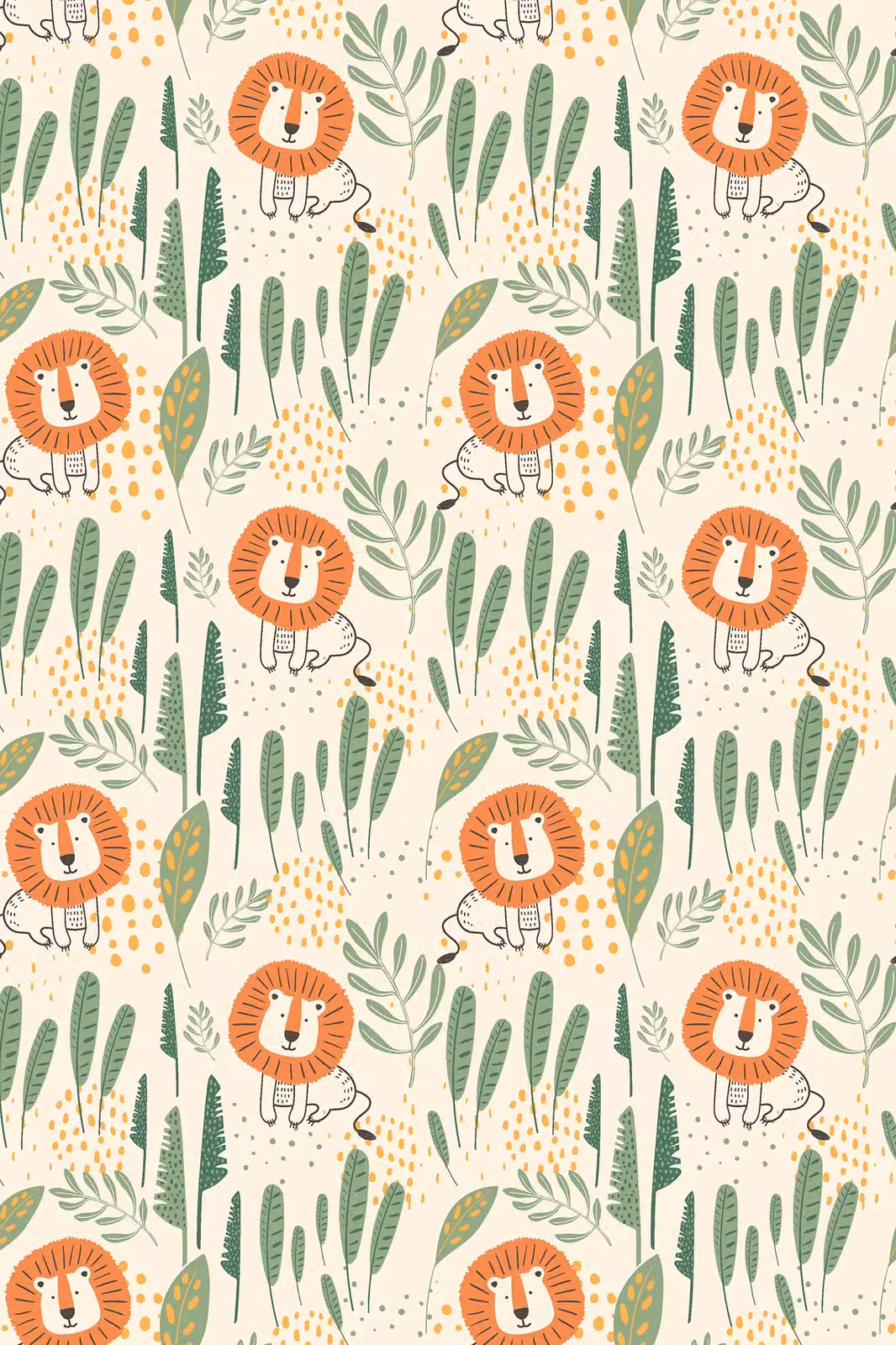 Hoopla Walls Happy Lion Matt Wallpaper in Orange 10m – 2