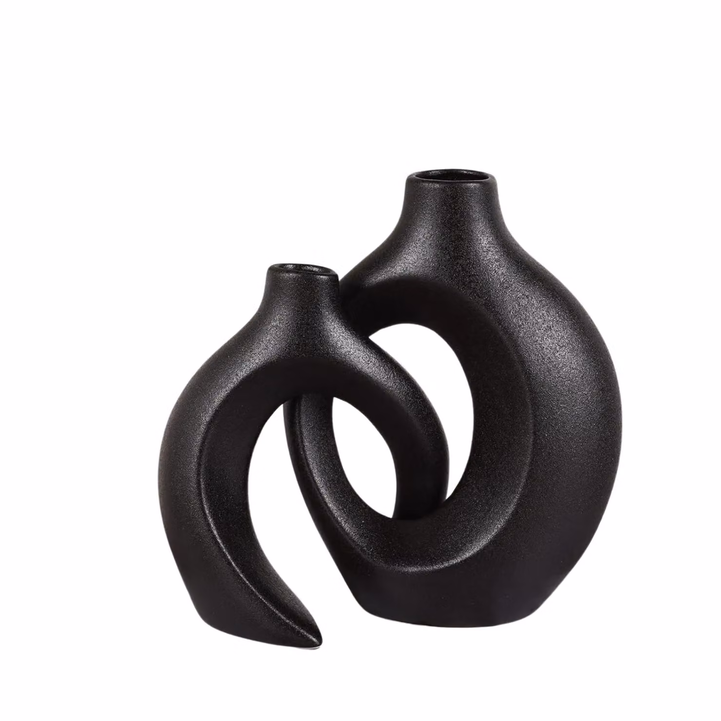 Rafaelo Mobilia 2-Piece Black and White Ceramic Round Tabletop Vases – 3