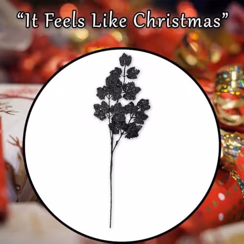 VFM e-Store Christmas Long Stem with Glitter Decoration, Black, H 65 cm x W 20 cm x D 20 cm – 7