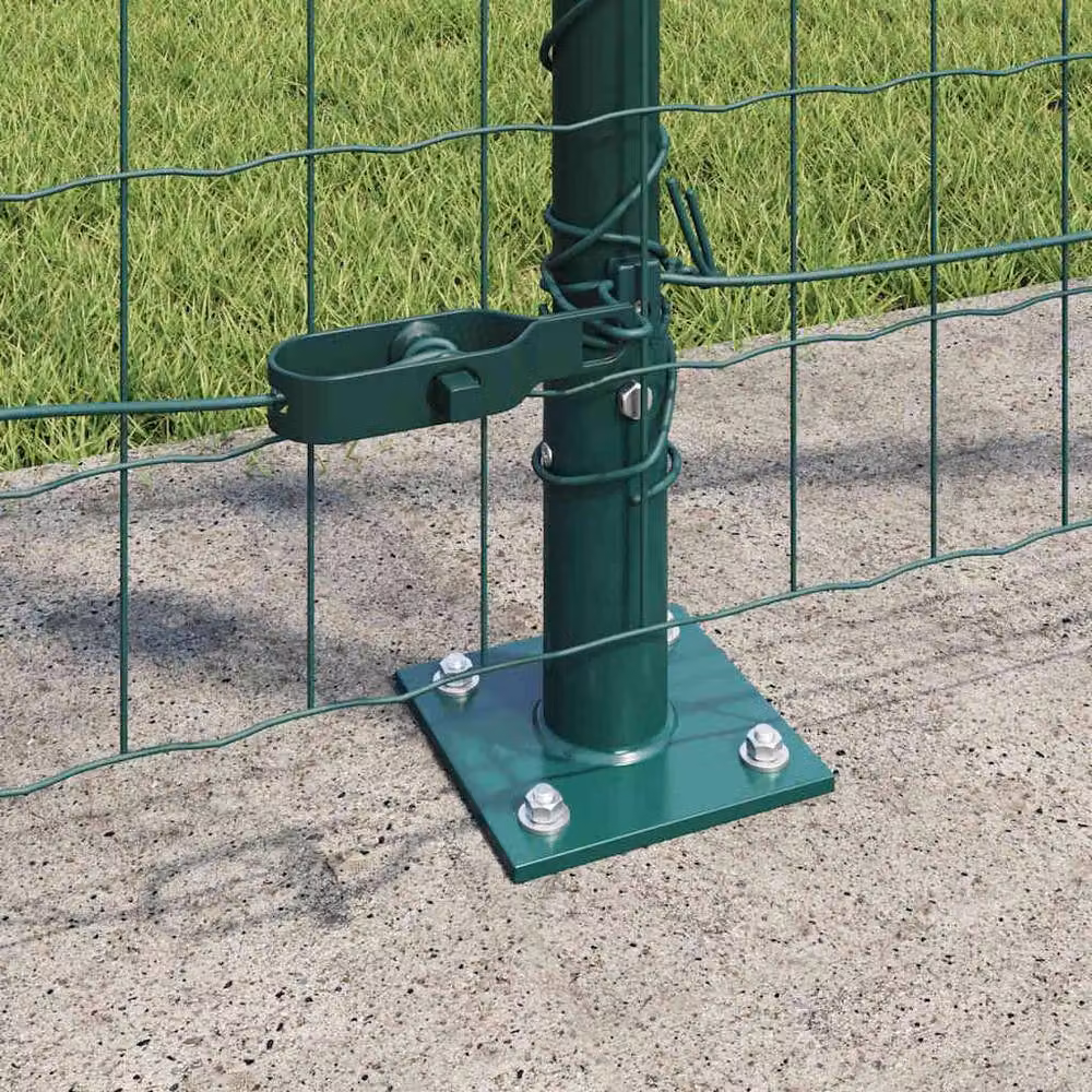 Berkfield Home Euro Fence with 7 Flanged Posts, Green Galvanised Steel, W: 10 m, H: 1.2 m – 3