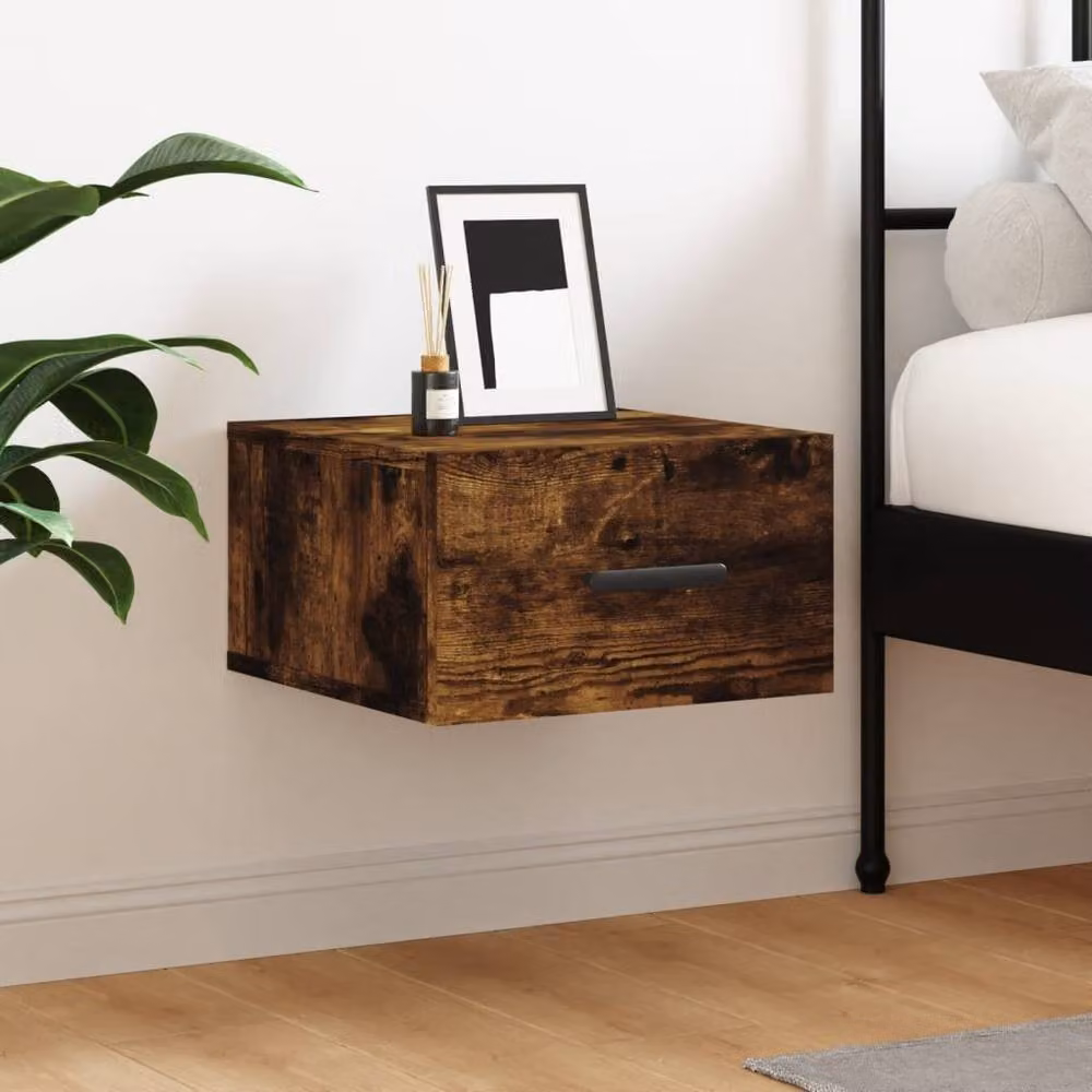 Berkfield Home Wall-mounted Bedside Cabinet in Smoked Oak Brown, W/D/H: 35 x 35 x 20 cm – 2