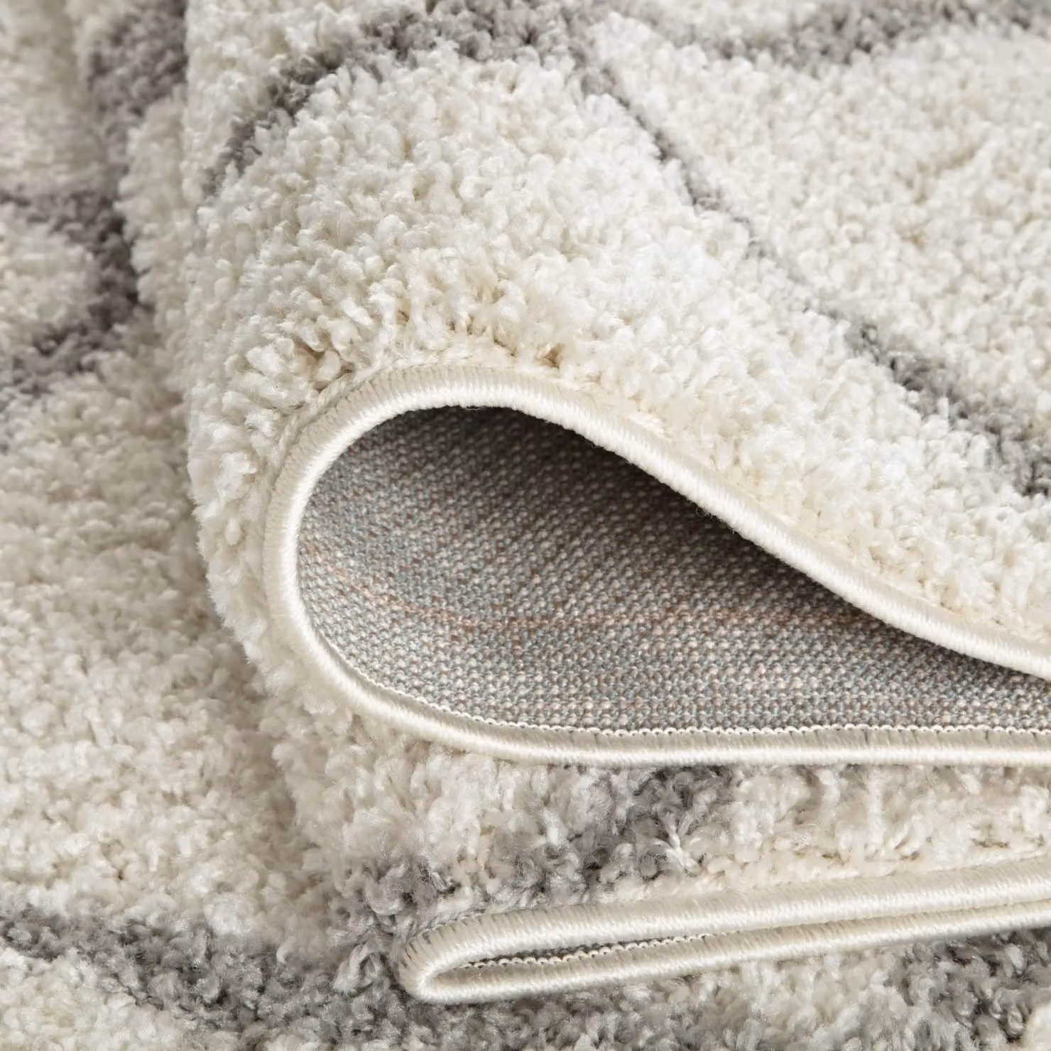 THE RUGS Soft Moroccan Shaggy Rug, Ivory and Grey, W: 160 cm, D: 230 cm – 2
