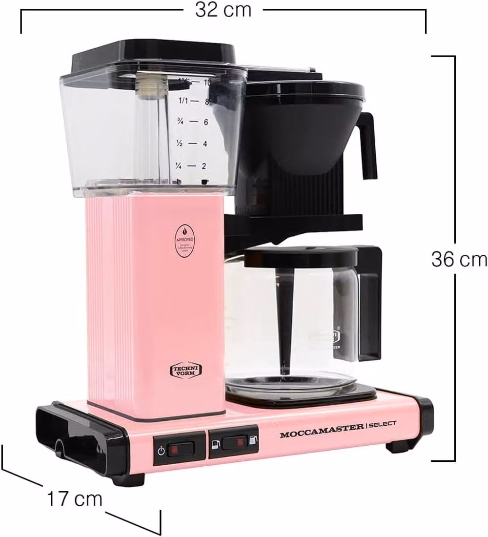 Moccamaster KBG Select Filter Coffee Machine with Glass Jug, Pink, 1.25 l – 3