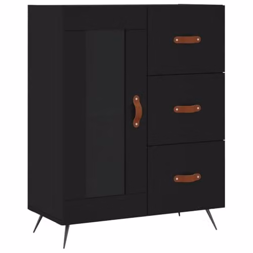 vidaXL Modern Black Sideboard in Engineered Wood, W/D/H: 69.5 x 34 x 90 cm – 1