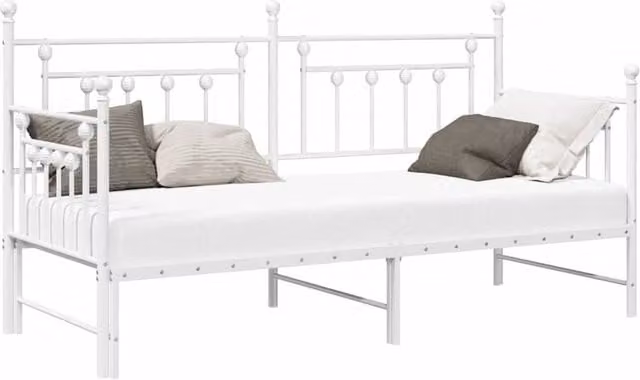 Berkfield Home White Metal Daybed Frame with Trundle, W/D/H: 200 x 80 x 80 cm