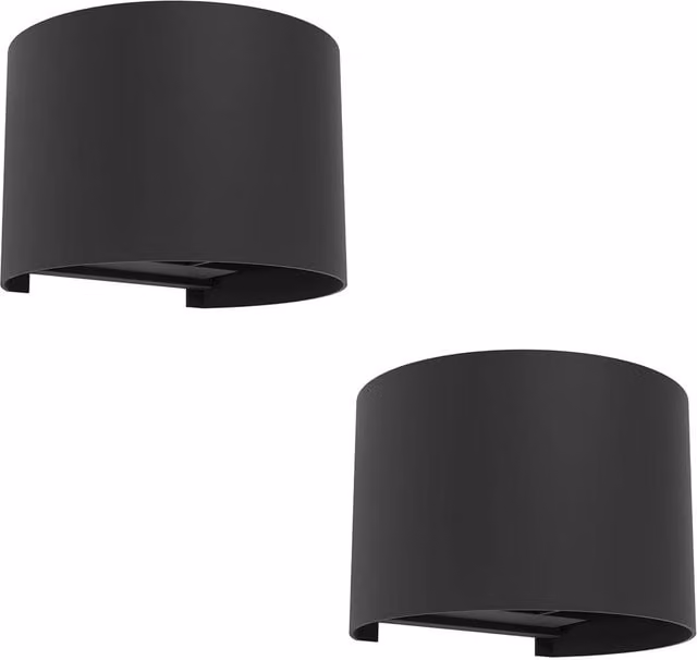 Loops 2 Pack Modern Black Metal LED Wall Lights with Bulbs Included – 1
