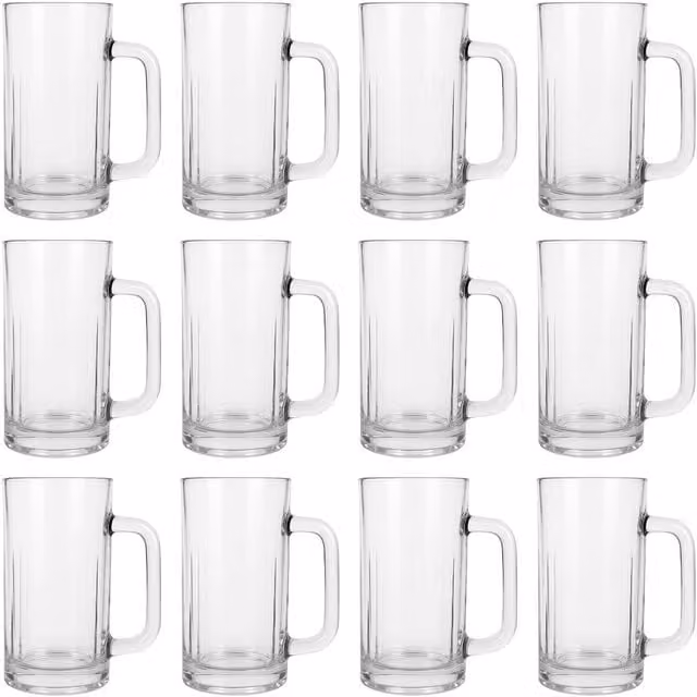 Argon Tableware Set of 12 Clear Glass Pint Beer Mugs, 540ml