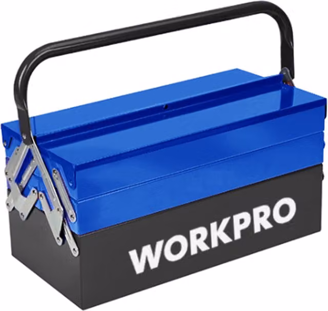 Workpro 5 Tray Metal Tool Box in Blue